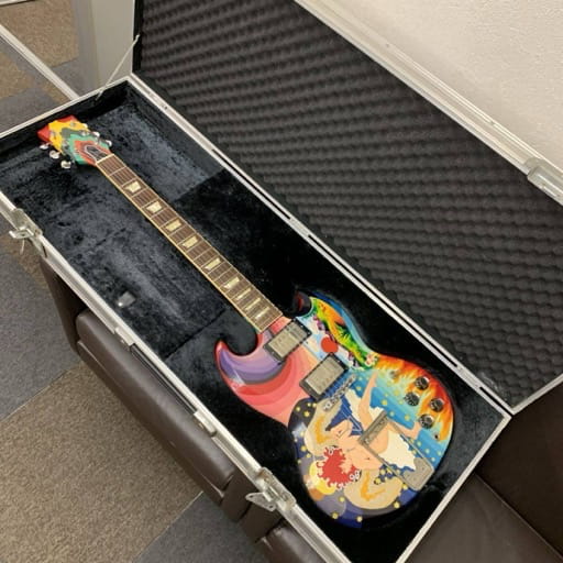 メーカー不明 エリック・クラプトン ザ・フールギター風 ペイント SGタイプ エレキギター ハードケース付き
